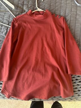 Van Heusen Brick Red Mock Neck Top
